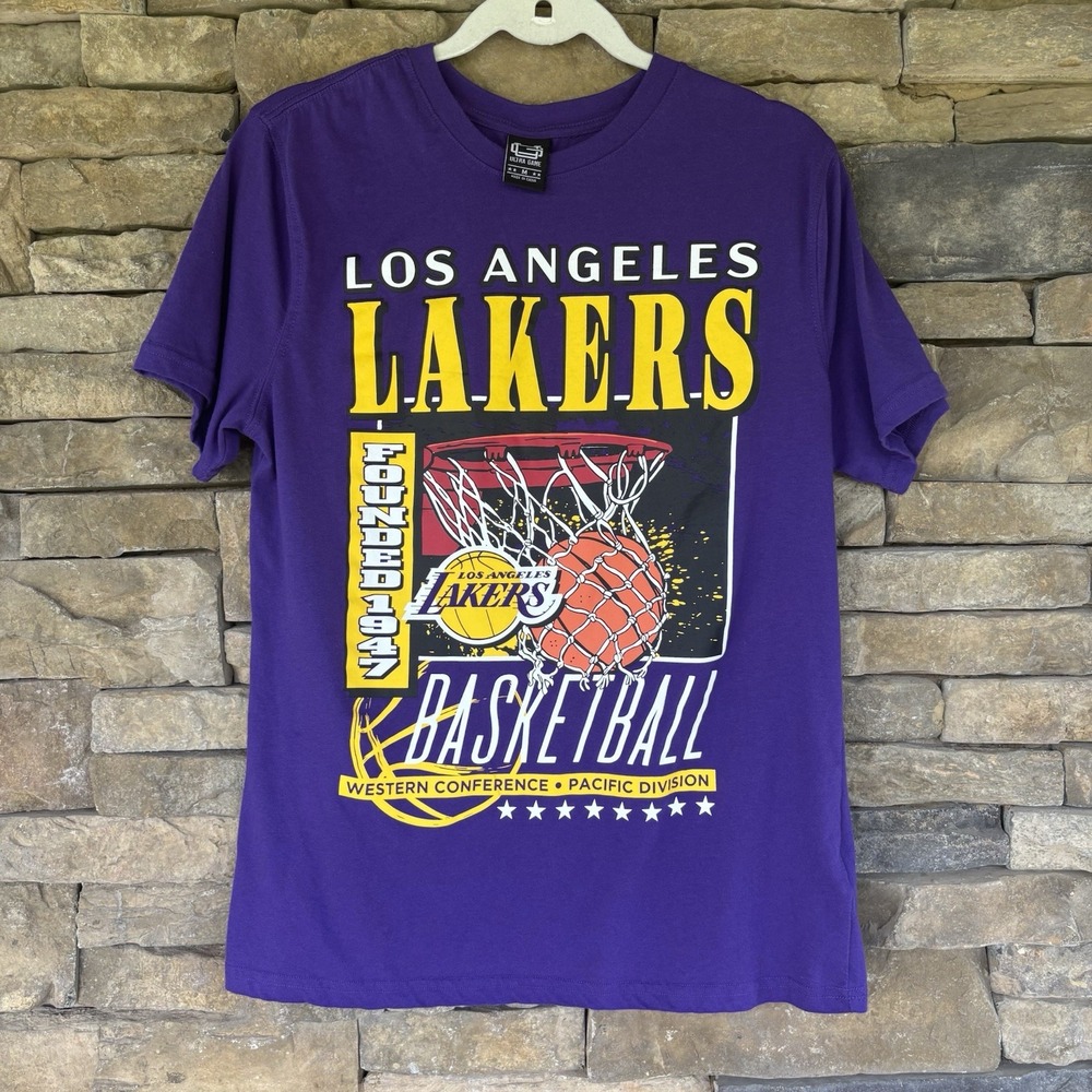 Vintage LA Lakers ‎ Basketball  Purple M Tshirt Western Conferance pacific D.V